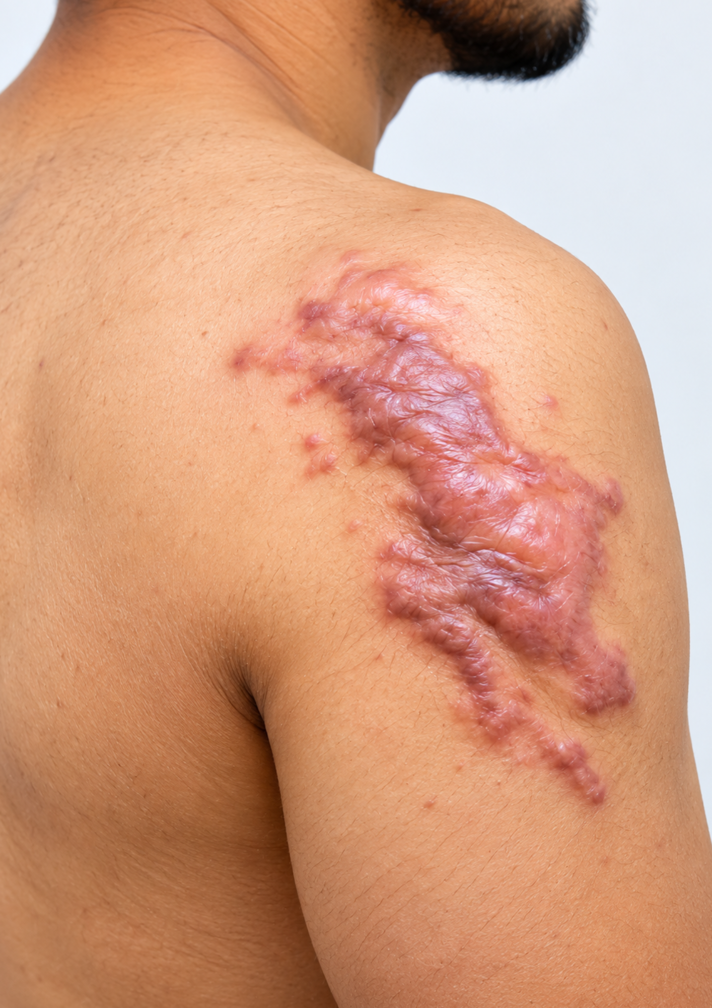 Illustration explaining keloid scar tissue